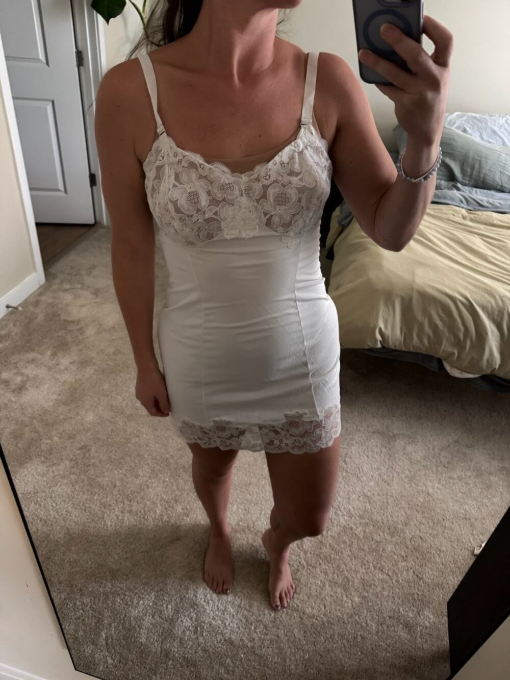 Vintage Lace Bust Fitted Slip Dress
